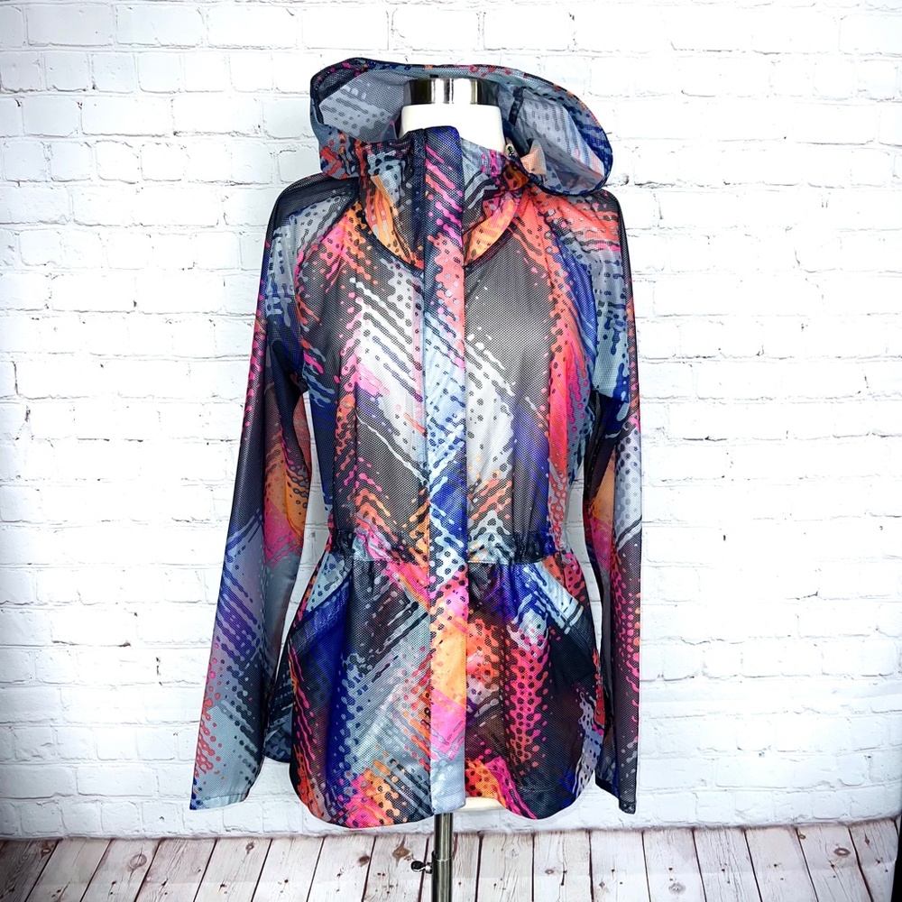 🚫SOLD! •🏃‍♀️NWOT |•ATHLETA•| Lava Hype Run Multicolor Jacket 🏃‍♀️ - Picture 5 of 16